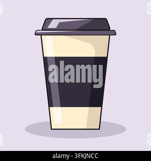 Flache Papier-Kaffee-Tassen-Vektorillustration mit einem einfachen Einwegbecherdesign, klaren geometrischen Formen, minimalen Details und einem modernen flachen Stil. Stock Vektor