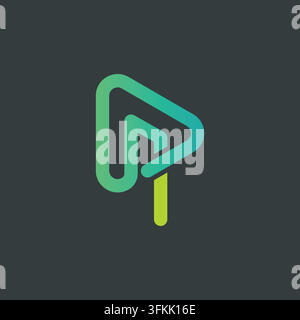 abstrakte AP-Buchstaben-Dreieck- und Play-Tasten-Ikon-Vektor-Konzept-Design-Vorlage Web Stock Vektor