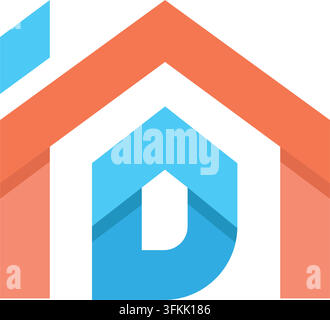 HD-Buchstabe für Heimdekoration Icon-Vektor-Konzept-Design-Vorlage Web Stock Vektor