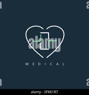 Medizinisches Kreuz Herz Symbol Vektor Konzept Design Vorlage Stock Vektor