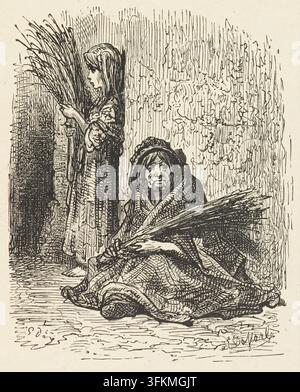 Lavender Girl, 1872. Frau und Kind verkaufen Lavendel auf der Straße. Aus „London: a pilgrimage“, mit Illustrationen von Gustave Doré und Text von Blanchard Jerrold, [London: Grant & Co., 1872] (S.35). Stockfoto