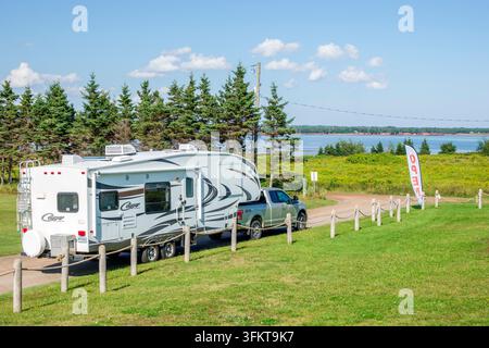 Charlottetown Prince Edward Island PEI Kanada, Wood Islands, Northumberland Strait, Wohnwagen, Freizeitfahrzeug, Wohnmobil, Wohnwagen, Cougar von Keystone, Foto Stockfoto