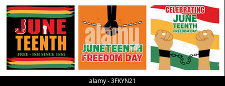 Juneteenth Frei seit dem 19. Juni 1865. Juneteenth Freiheitstag. Juneteenth Feiern der schwarzen Freiheit. Flaches Vektor-Moderne Illustration Stock Vektor