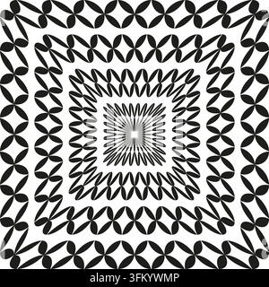 Hypnotisches geometrisches Op-Art-Muster mit einem quadratischen Tunnelvektor. Grafik unterstützt psychedelische visuelle Textildrucke und Poster. EPS 10. Stock Vektor