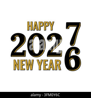 Frohes neues Jahr 2027. Feiertagstypografie-Poster. Vektorschablone für Banner, Grußkarte, Schild, Einladung usw Stock Vektor