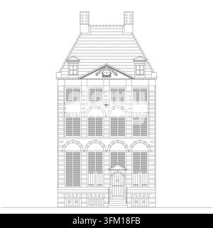 Rembrandt-Haus in Amsterdam, stilisierte Strichzeichnung auf weißem Hintergrund, Vektorillustration. Stock Vektor