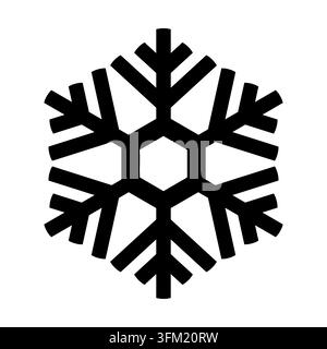 Schneeflocken-Symbol. Schwarze Schneeflocke isoliert auf weißem Hintergrund. Kalter Schnee. Kontur Silhouette gefrorener Kristall. Flake für Design-Winterdruck. Süßer Stern Stock Vektor