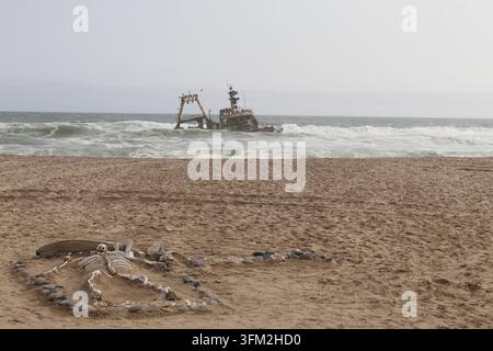 Schiffswrack an der Skelettküste, Namibia Stockfoto