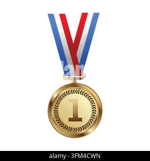 Award Medaille realistische Komposition mit isoliertem Bild der Medaille mit Lorbeerkranz auf leerem Hintergrund Vektor-Illustration Stock Vektor