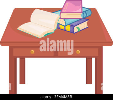 unordentlicher Stapel von Büchern auf dem Tisch Vektorillustration Konzept Design Vorlage Web Stock Vektor
