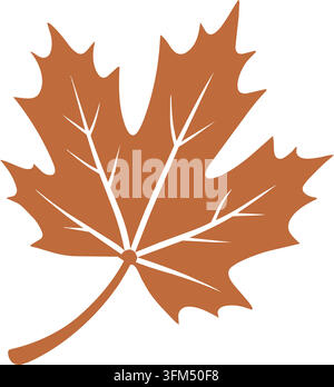 Braune Ahornblatt-Illustration mit eleganten feinen Adern und einem weich geschwungenen Stiel in natürlichem Stil Stock Vektor