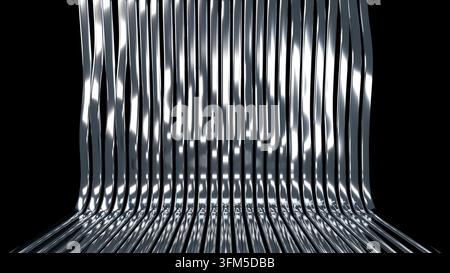 Metallwandkurve Streifenhintergrund 3D-Rendering Stockfoto