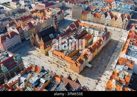 Panoramablick auf den Marktplatz von Breslau. Breslau, Polen, Europa Stockfoto
