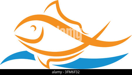 Fisch-Symbol-Logo-Vektor-Design-Vorlage Web Stock Vektor