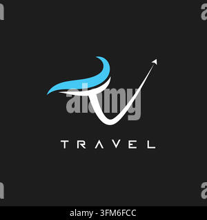 Reiseagentur-Logo mit TV-Buchstabenkonzept-Design-Ikonen-Vektorvorlage Stock Vektor