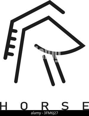 R-Buchstabe-Pferde-Linien-Icon-Logo-Vektor-Konzept-Design-Vorlage-Web Stock Vektor