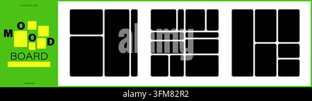 Sammlung von Vektor-Fotogitter-Quadratvorlagen. Layout-Set mit leeren Rahmen und geometrischen Blöcken. Design-Hintergrund für Banner, Poster, Stock Vektor