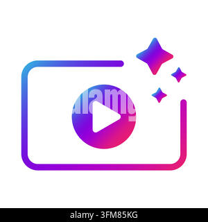 Video-Player-App-Symbol mit farbenfrohem Vektor-Gradienten Stock Vektor