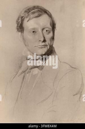 Eine Zeichnung von William Edward Forster (1818–1886) von Samuel Laurence (1812–1884). Forster war ein prominenter englischer liberaler Politiker, bekannt für seine Verfasserschaft des Elementary Education Act von 1870, der die Grundlage für das englische Primarschulsystem bildete. Er diente auch als Chefsekretär für Irland im Jahr 1880 und befasste sich mit erheblichen agrarischen Unruhen. Er war der Schwiegersohn von Dr. Thomas Arnold von der Rugby School und der Schwager des Dichters Matthew Arnold. 1851. Stockfoto