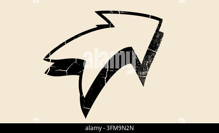 3D-Pfeil, schwarze isolierte Vektorsilhouette Stock Vektor