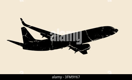 Flugzeug in der Luft, schwarze Vektorsilhouette Stock Vektor