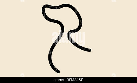 einfache einzeilige Zeichnung eines Dackels, schwarze isolierte Vektorsilhouette Stock Vektor
