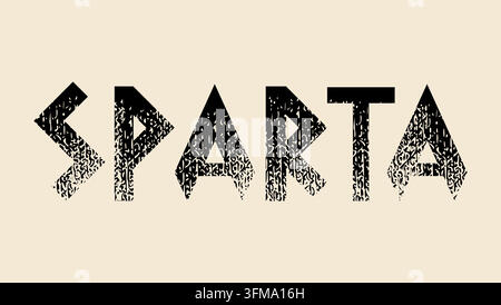 sparta alter Text, schwarze isolierte Vektor-Silhouette Stock Vektor
