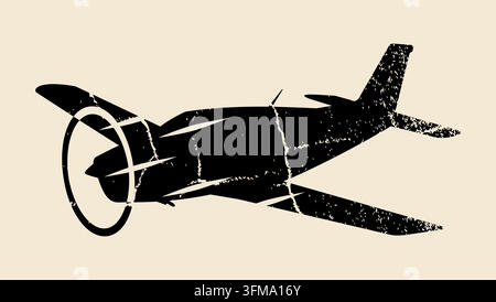 kleines Zivilflugzeug, schwarze Vektorsilhouette Stock Vektor