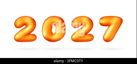 3D-Goldballon 2027 Neujahrsymbol Stock Vektor