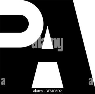 Pa Logo-Buchstaben, schwarze isolierte Vektor-Silhouette Stock Vektor