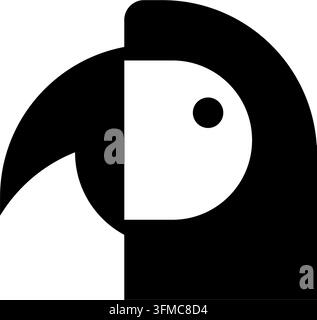 Papageien-Symbol, schwarze isolierte Vektor-Silhouette Stock Vektor