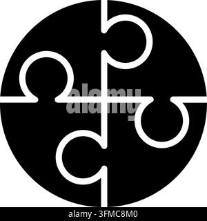 Rundes Puzzle, schwarze isolierte Vektor-Silhouette Stock Vektor