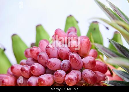 Eine Nahaufnahme einer frischen tropischen Obstauswahl Stockfoto