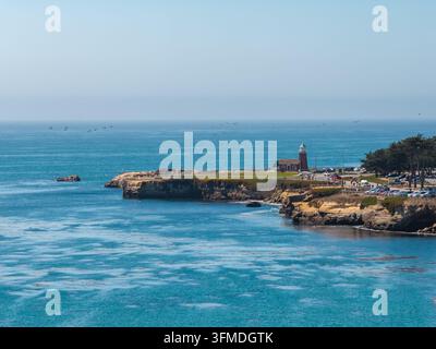 Luftaufnahme des Santa Cruz Surfing Museums am Lighthouse Point Stockfoto