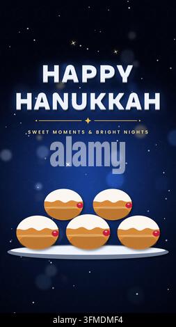 Hanukkah Sufganiyot Grußkarten-Animationsbild. Stockfoto