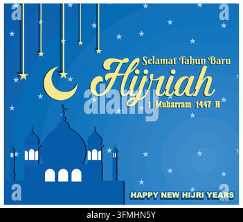 Islamisches glückliches hijrisches Neujahr. Flache Vektor-Modillustration Stock Vektor