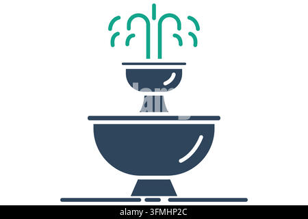 Springbrunnen-Symbol. solider Symbolstil. Symbol, das mit Garten zu tun hat. Vektorillustration von Parkelementen Stock Vektor