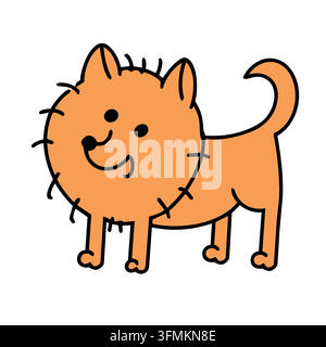 Niedlicher Hund-Vektor-Cartoon-Charakter. Lustiges Welpen-Tier-Haustier-Umriss-Illustration. Perfekt für Kinder-Geburtstagsgrußkarten-Dekorationen. Stock Vektor