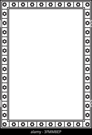 Vektor schwarzes monochromes quadratisches gotisches Ornament. Mittelalterliche europäische Silhouette, Rechteck, Rahmen. Klassisches Muster der Deutschen, Angelsachsen, Sachsen, Franken Stock Vektor