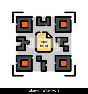 QR-Code-Symbol im Umrissstil. Bearbeitbare Strich-Vektorillustration geeignet für PDF-Dokumentenaustausch, Datei-Downloads, QR-Code-Scannen, digitale Dokumente Stock Vektor
