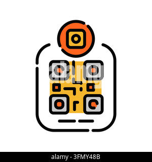 Minimales Social-Media-QR-Code-Symbol im Outline-Stil. Bearbeitbare Strichvektorgrafik geeignet für Social-Profile-Sharing, QR-Code-Scannen, Digitales Stock Vektor