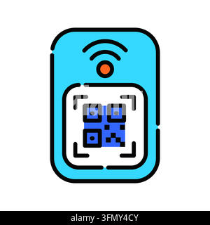 Minimales Wi-Fi-QR-Code-Symbol im Umrissstil. Bearbeitbare Strichvektorgrafik geeignet für drahtlose Netzwerkfreigabe, Wi-Fi-Zugang, QR-Code-Scannen Stock Vektor