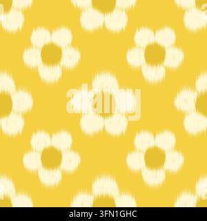 Handgezeichnetes nahtloses gelbes Gänseblümchen-Blumenmuster für süßen Mode-Textildruck Stockfoto