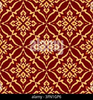 Handgezeichnetes nahtloses Terrakotta-Blumenmuster für traditionellen Polsterstofftapeten Stockfoto
