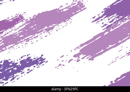 Eine abstrakte digitale Komposition mit weichen pastellvioletten und hellvioletten strukturierten Pinselstrichen sowie spärlichen Farbspritzern diagonal auf einer sauberen Stock Vektor