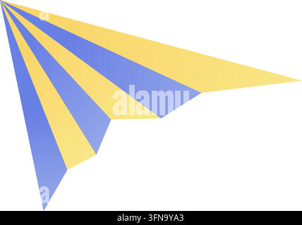 Origami-Stil Papierflugzeug-Cursorzeiger-Symbol mit gelben und blauen Streifen Stock Vektor