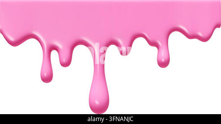 Glänzender rosa Schleim tropft mit glatter schmelzender Flüssigkeitstextur, süßem Kandelsirup und glänzenden Reflexionen. Stock Vektor