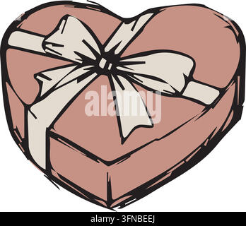 Herzförmige rosa Geschenkschachtel mit Schleife Stock Vektor