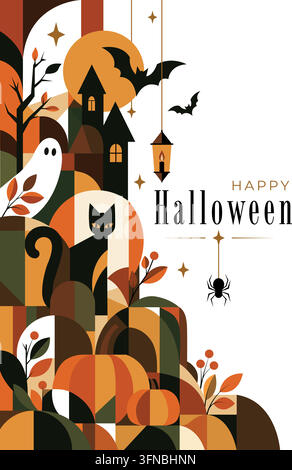 Geometrisches Halloween-Feier-Vektor-Poster Stock Vektor
