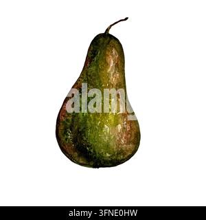 Aquarell grüne herbstliche reife Birne Frucht Stockfoto
